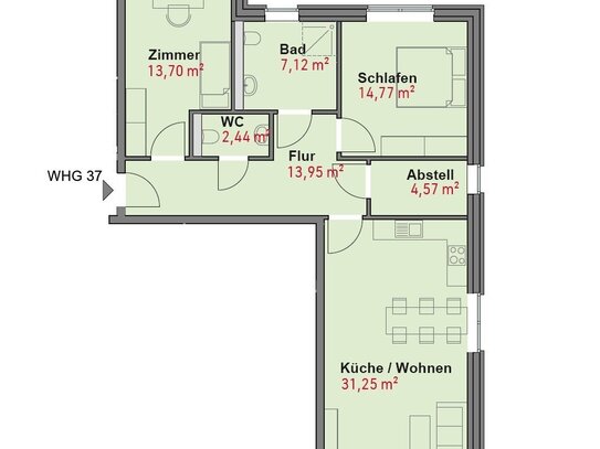 Wohnungstyp 1, Wohnung 37, Haus 1