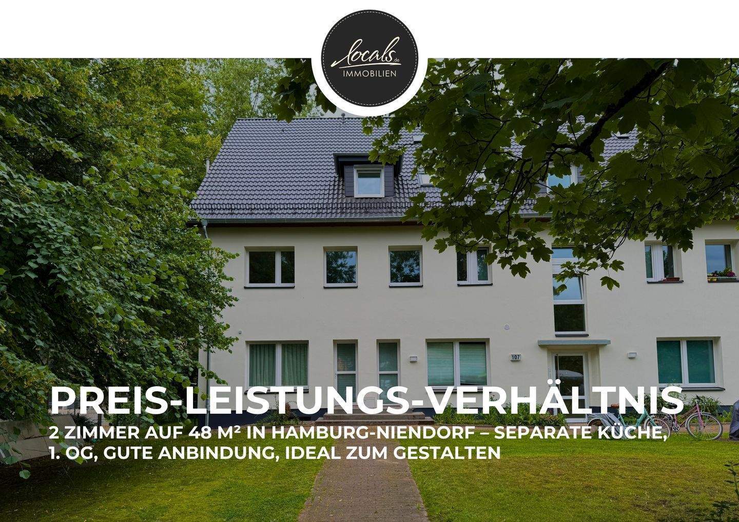 2 Zimmer auf 48 m² in Hamburg-Niendorf - separate Küche, 1. OG, gute Anbindung, ideal zum Gestalten