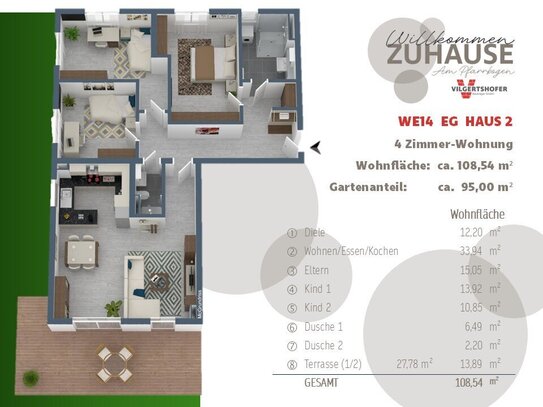 AKTIONSPREIS! (9,6 % REDUZIERT) Schöne 4-Zimmer-Gartenwohnung mit Südwestausrichtung