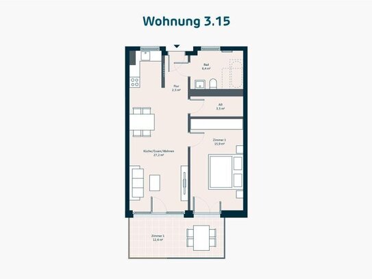 Neubau: 2-Zimmer-Wohnung mit Balkon