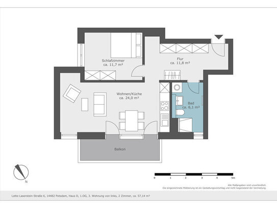 Hier findet jeder seinen Platz: 2-Zimmer-Wohnung