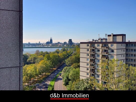 2 Zi-Wohnung mit Westbalkon und Abendsonne im Axa-/Colonia-Hochhaus.