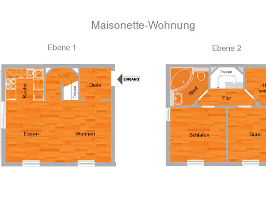 Luxuriöse Single Maisonette-Wohnung