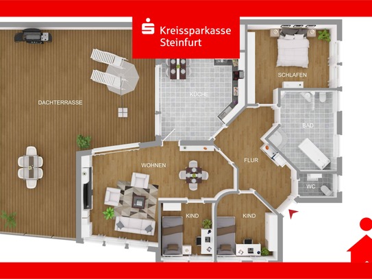 Großzügige ETW mit Dachterrasse in zentraler Lage