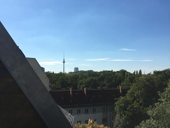 TOP-Dachgeschoss ETW mit Terrasse, Sauna und Kamin gegenüber Volkspark Friedrichshain