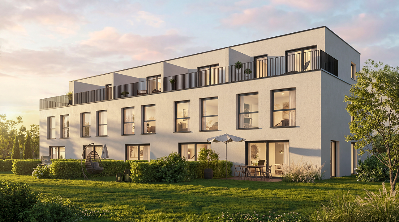 Immobilie in Pommersfelden - Familienfreundlicher Neubau- reihenhausähnlich, Garten, KfW 55, Wohnung 5 - Bild 0