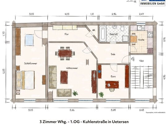 Vermietung einer lichtdurchfluteten 3 Zimmer Wohnung im 1.OG, ca. 96,00 m² Wohn- und Nutzfläche, Gewerbehof der Alten B…