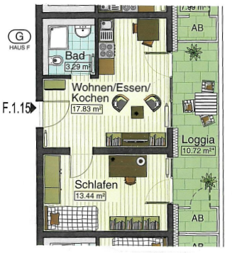 2-Zimmer Wohnung (Single Flat) in Neu-Ulm zu vermieten