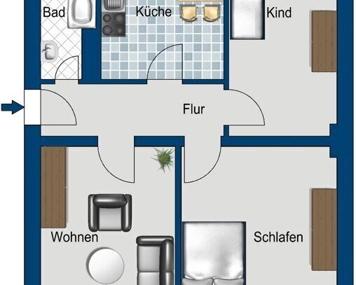 Preisgünstige und individuelle 3-Zimmer-Wohnung