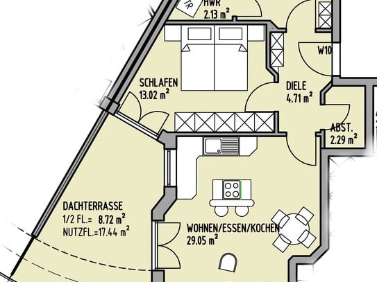 Helle 2 - Zimmer - Wohnung mit Dachterrasse im Cegléd-Park in Mühldorf am Inn