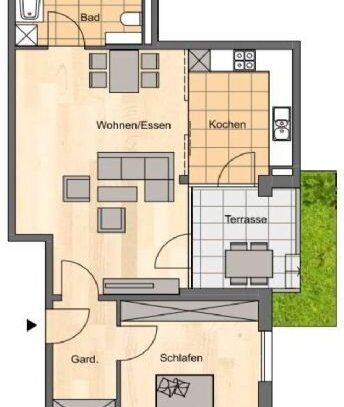 Erstbezug - 2 Raum-Wohnung mit Terrasse, Badewanne+Dusche, Bezug ab 01.08.2024