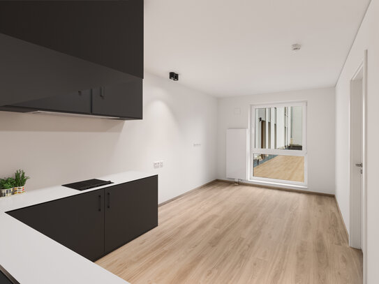 Moderne 2 Zimmer Wohnung Medium (unmöbliert) mit Küche, Zugang zu Fitnessstudio und großzügigen Terrassen