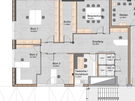 Moderne Kanzlei / Praxis / Büro Räumlichkeiten in gut sichtbarer Lage in Schorndorf