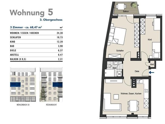 Zentrale Eigentumswohnung! Modernisierte 3-Zimmer Wohnung - Mühlenbach 18, WE 5