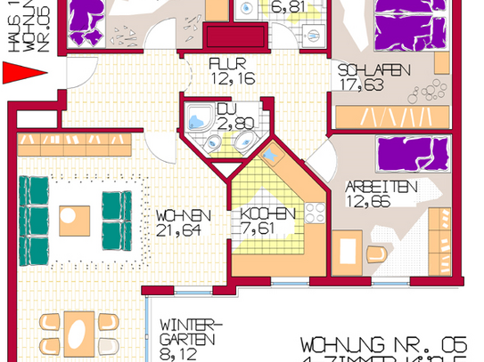 4 Zimmer Wohnung mit 2 Bädern