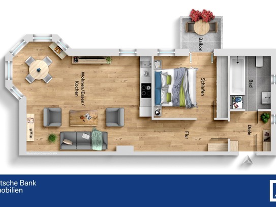 Zwei-Zimmer-Wohnung in Top-Zustand mit Balkon im Zentrum von Deggendorf