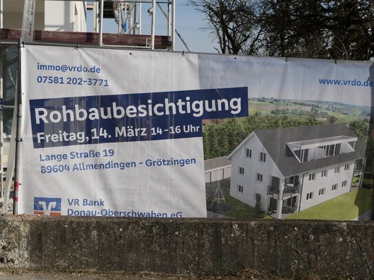 Rohbaubesichtigung am 14.03.2025 von 14.00 bis 16.00 Uhr. Neubauwohnung im Zentrum von Grötzingen