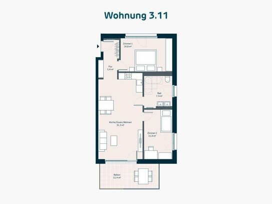 Neubau: 3-Zimmer-Wohnung mit Balkon