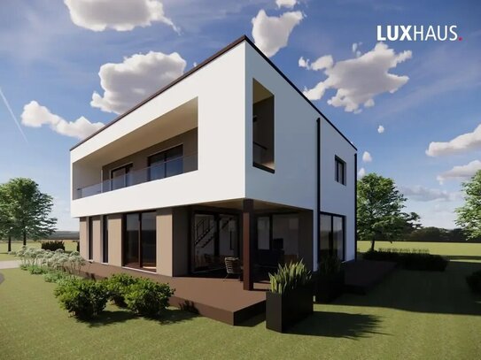 LUXHAUS Exklusiv Wohnen Flachdach individuell planbar 190m² Schlüsselfertig 100% Wohlfühlklima – 100% Design