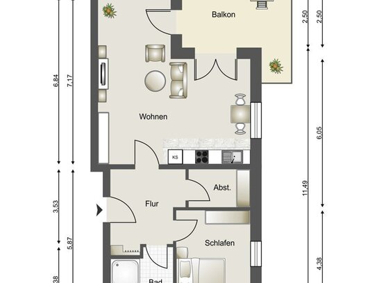 Barrierefreies 2-Zimmer-Penthouse im Herzen von Sande