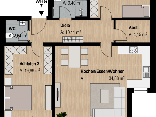 Moderne 3-Zimmer-Neubauwohnung im 1. OG