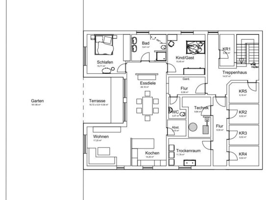 Großzügige helle moderne 3,5 Zimmerwohnung in ruhiger Lage, mit eigenem Gartenanteil