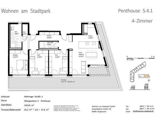 150 m² 4-Zi.-Whg. mit Balkon im Zentrum von Burghausen zum Kauf: EH40-QNG: 5% AfA + 5% Sonder-AfA & 150.000 € KfW-Kredit