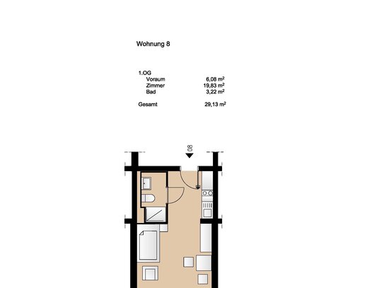 Energieeffiziente 1-­Zimmer­-Wohnung in Zentrumsnähe direkt vom Vermieter