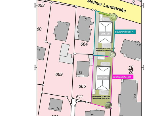 Ohne Makler - Attraktives Baugrundstück für großzügiges Doppelhaus