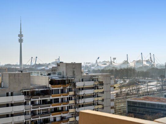 Weitblick bis in die Berge - Großzügige 3-Zi.-ETW im 12. OG München-Moosach/Olympia-Pressestadt