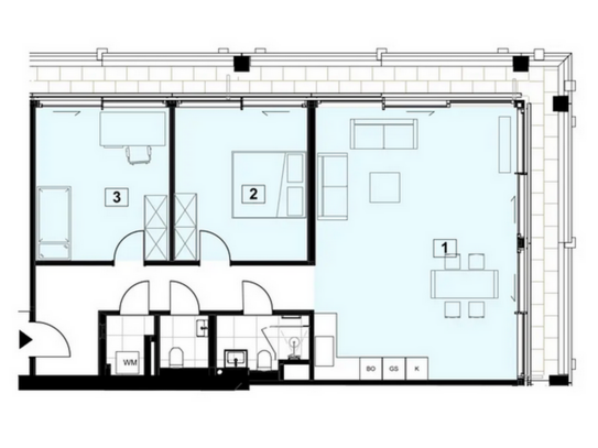 Wohnen zwischen Metropole Mainufer Stadtwald 3 Zimmer mit Über-Eck-Balkon