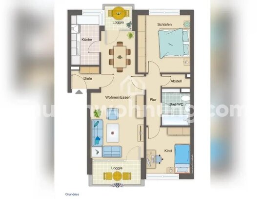 [TAUSCHWOHNUNG] Helle 3-Zimmer-Wohnung mit Terrasse in ruhiger Lage