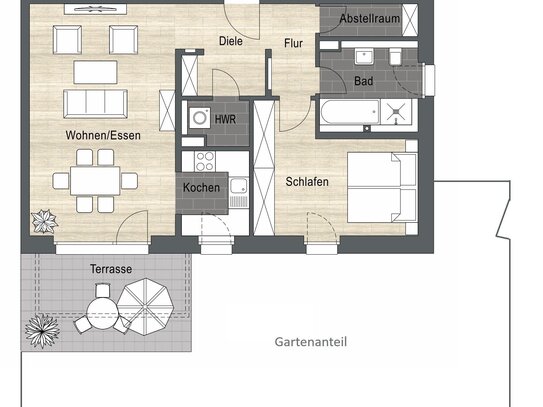 Erstbezug: 2-Zi.-Wohnung mit Terrasse und Garten!