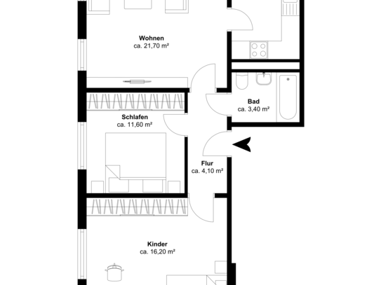 Geräumige 3-Zimmer-Wohnung in zentraler Lage in Wolgast