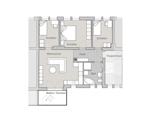 Mietraum ab Februar 25 - Erstbezug nach energetischer Sanierung - 4-Raum-Wohnung