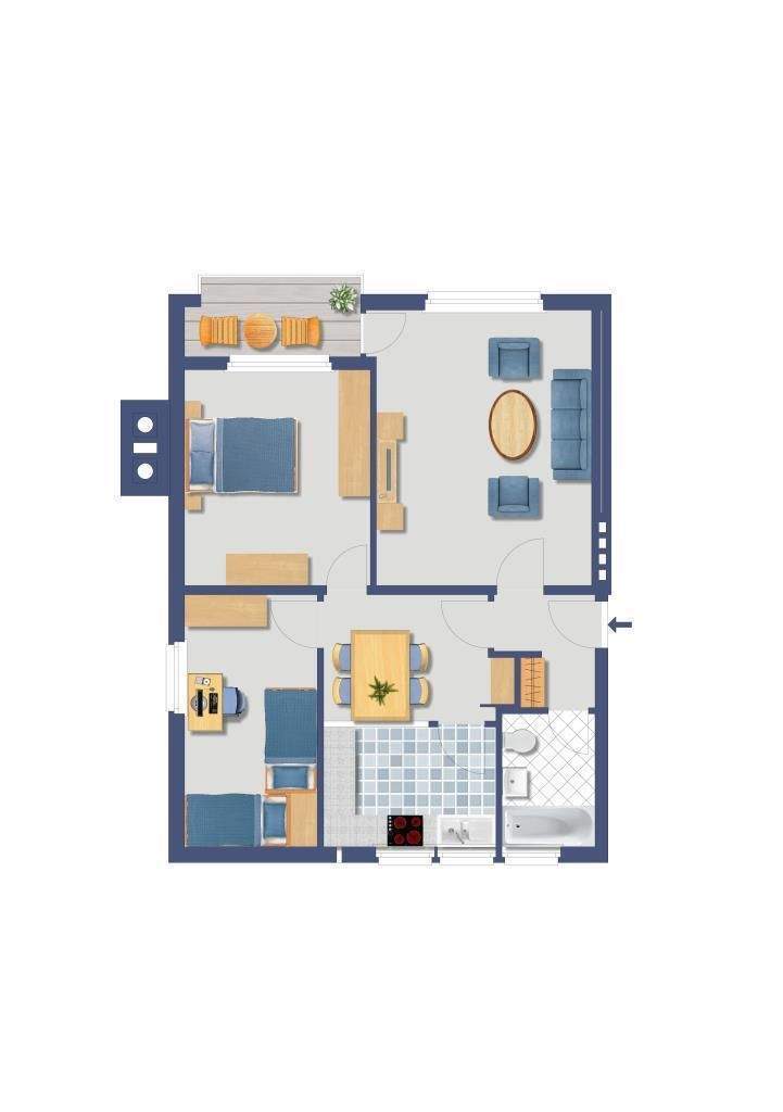 Vermietete 3 Zimmer Wohnung in zentraler Lage