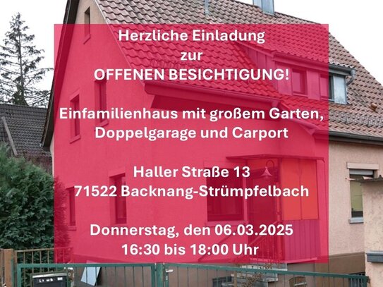 Einfamilienhaus mit großem Garten, 2 Garagen, Carport - sofort frei!