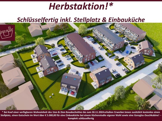 BV ADH 2ter BA: KfW-55-Neubau! Helle, bezugsfertige 3-Zi-Terrassen-Wohnung mit Einbauküche & Stellplatz! Herbstaktion*