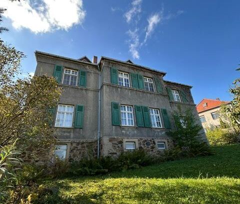 Repräsentative Villa mit Stadtblick ins Muldental, großem Garten und Garage - Sanierungsobjekt