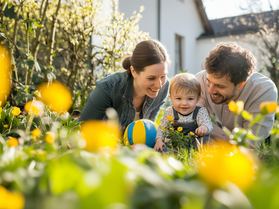 #Familienfreundlich-mit Spielplatz und Garten-schön zum Aufwachsen#