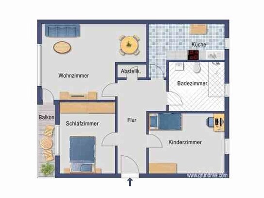 Schöne 3-Zimmer-Wohnung mit großem Balkon!