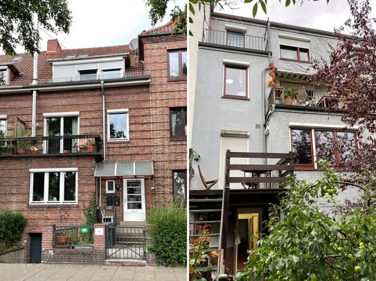 1A-LAGE WALLE! Großes Altbremer 1- oder 2-Familien-Haus mit Traumgarten, Terrasse, Balkonen + Garage