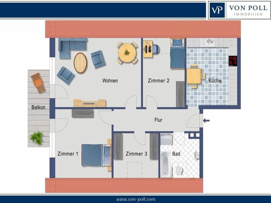 Gut geschnittene 4ZKB-Dachgeschosswohnung in Lingen/ Laxten