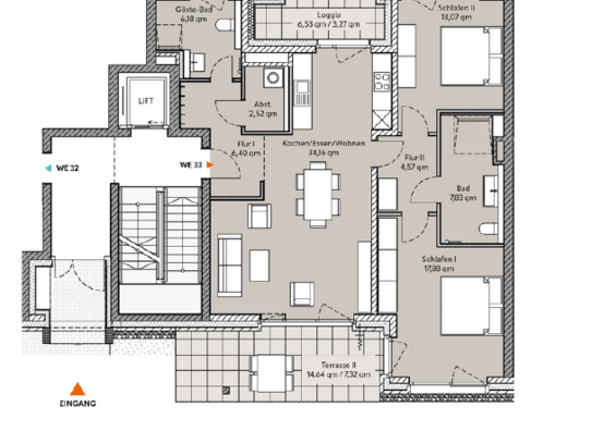 Moderne 3-Zimmer Neubauwohnung mit Gartenanateil