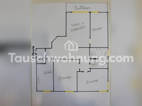 [TAUSCHWOHNUNG] 4 Raumwohnung 92qm mit großem Balkon gegen 3,5 Zimmer