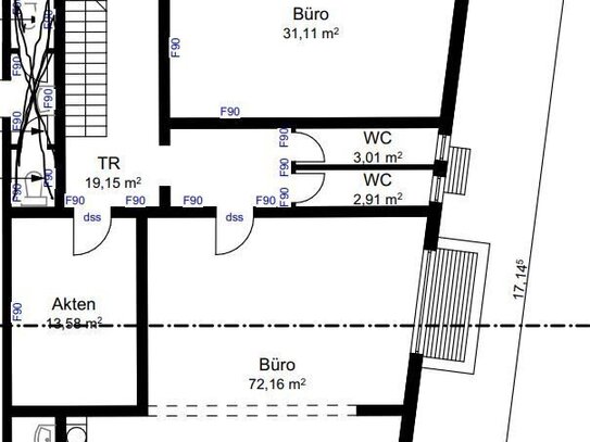 Bürogebäude, eingeschossig 150 qm mit großem Keller (90qm)