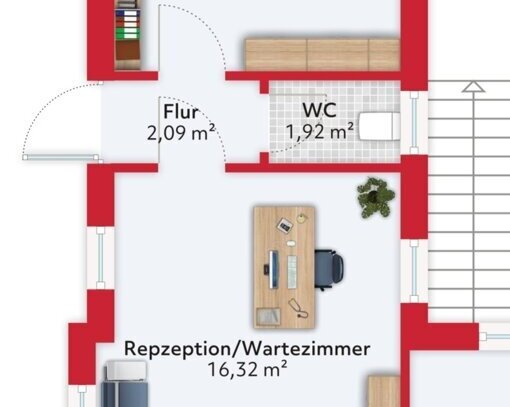 Dillingen: 3 frisch renovierte, helle Praxis-, Therapie- oder Büroräume, bis zu 4 Stellplätze