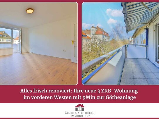 Mitten im vorderen Westen: Ihre renovierte 3ZKB-Wohnung mit Südbalkon