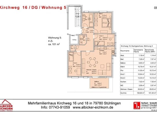 4Zi. DG mit Balkon ca. 101 m²-Wohnung 5-Kirchweg 16-79780 Stühlingen