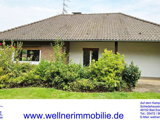 BUNGALOW IM ZENTRUM VON BAD ESSEN! Vollunterkellert mit Eigentumsgrundstück und PKW-Garage!